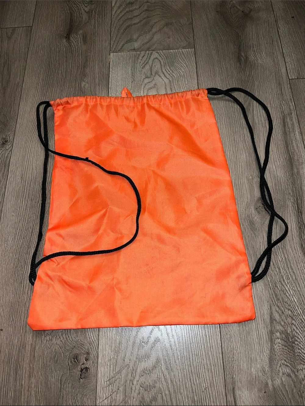 Neon Orange Halloween Pumpkin Drawstring Gym Sack with Black Cords